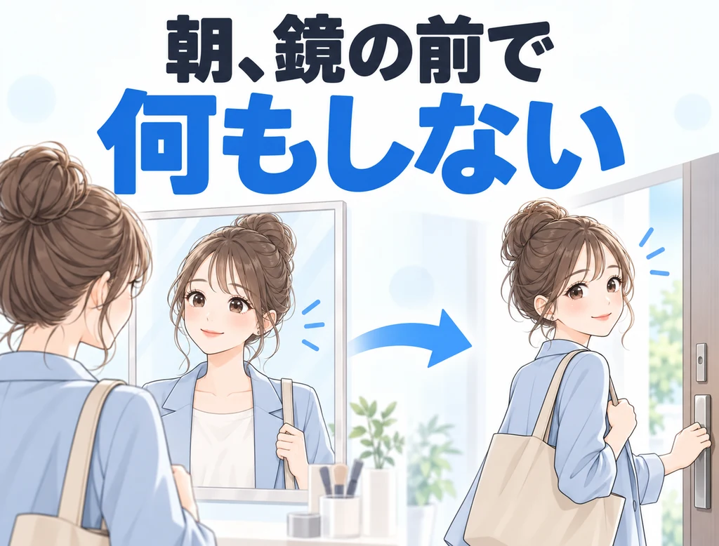 朝、お化粧をすませて鏡を1回見てそのまま家を出る女性